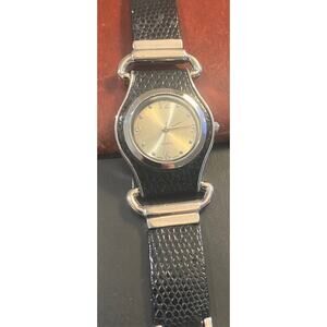 Women's 30mm Silver Tone Watch with Black Accents